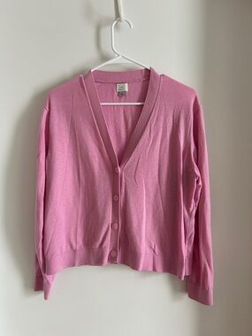 Target Pink Button-Up V-Neck Cardigan